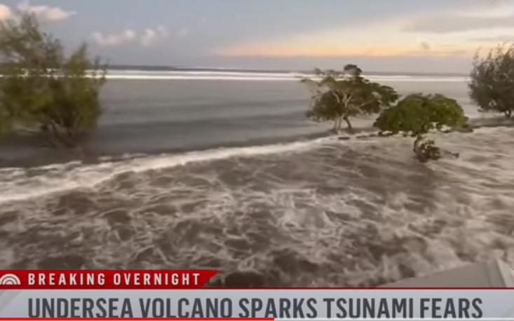 Tsunami Wave Coming Ashore